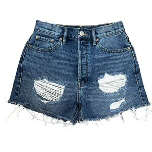 Pacsun Ultra High Rise Vintage Short Size 25 Button Fly Raw Hem Jean Shorts